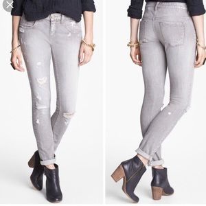 Free People grey distressed mid rise jeans